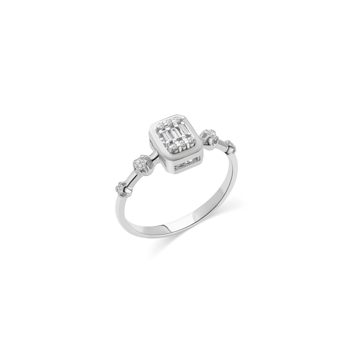 Midnight Diamond Halo Ring