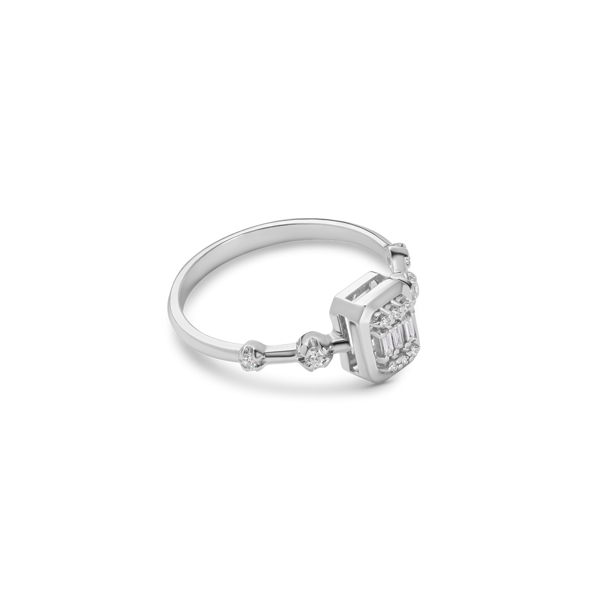 Midnight Diamond Halo Ring